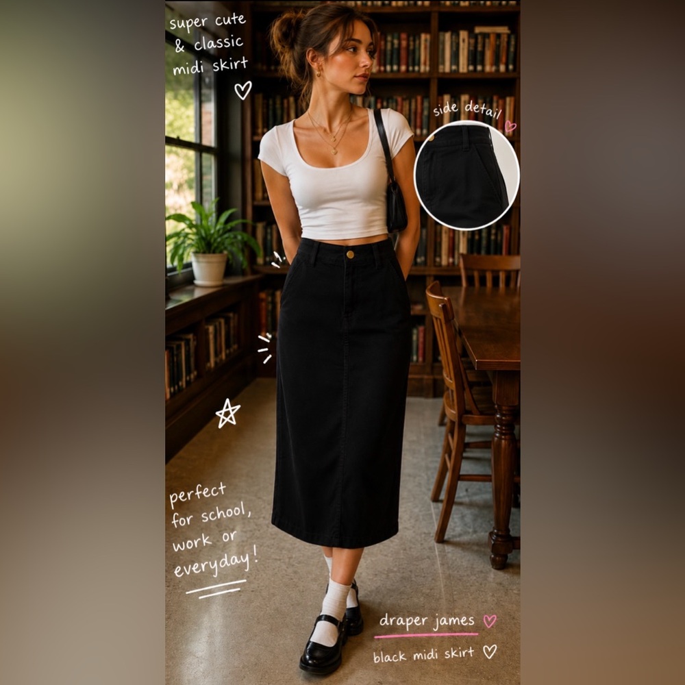 Draper James Black Maxi Skirt